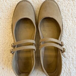 ZARA Women’s Suede Mary Jane Flats Tan Ballet/Mary Jane Shoes